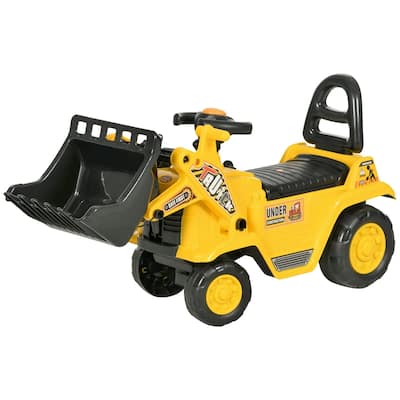 3-in-1 Ride-On Bulldozer Toy for Toddlers with Functional Shovel and Wheels Under-Seat Storage - 31.5" L x 10.5" W x 15.25" H