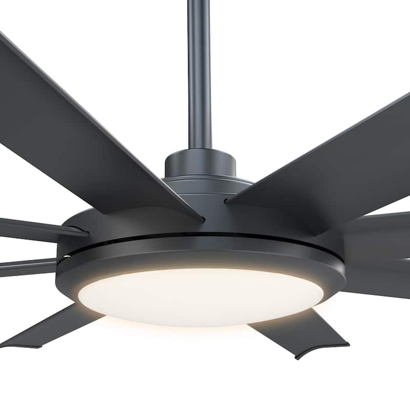 60" Indoor Matte Black Downrod Mount Ceiling Fan with Light and Remote