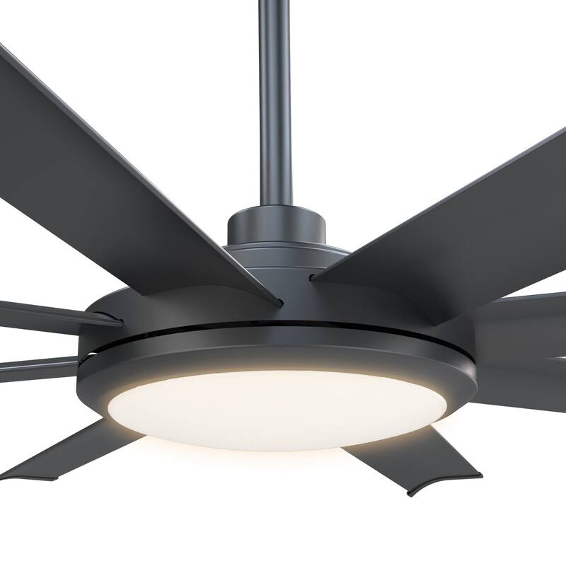60-in Industrial 8-Blades Matte Black Dimmable LED Ceiling Fan with Light and Remote - 60 Inches