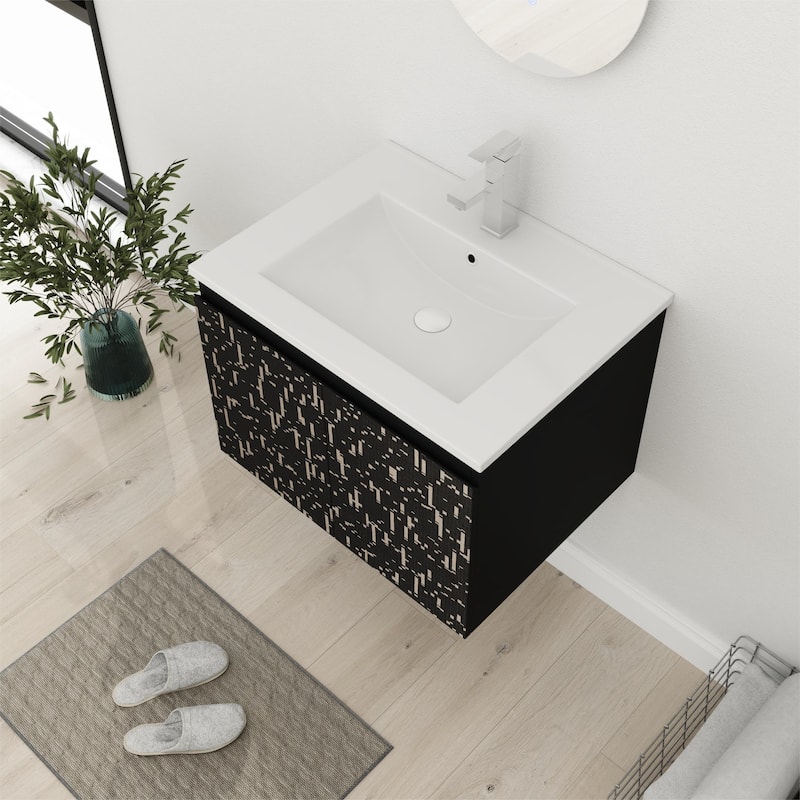 Bathroom Vanity With Sink In 24/30 Inch, Floating Bathroom Vanity with Soft Close Door