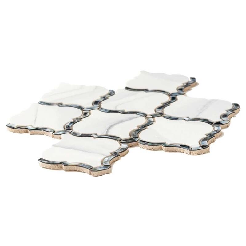 Tahitian Pearl 14in x 14.5in Glass Mosaic Backsplash Wall Tile