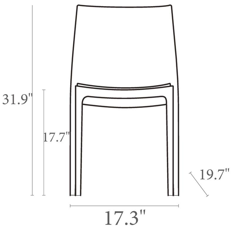 32" White Outdoor Patio Solid Dining Chair