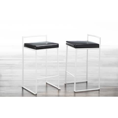 Fuji Contemporary White Stackable Counter Stool (Set of 2)