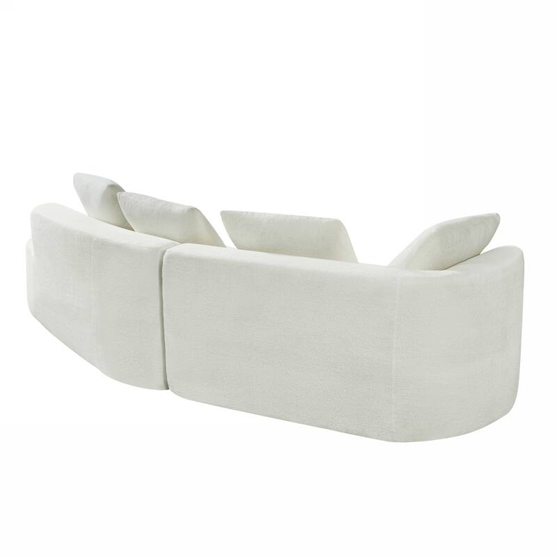 116" Pearl Upholstery Curved Sectional Sofa with Chaise Lounge, High-Density Compressed Sponge Design