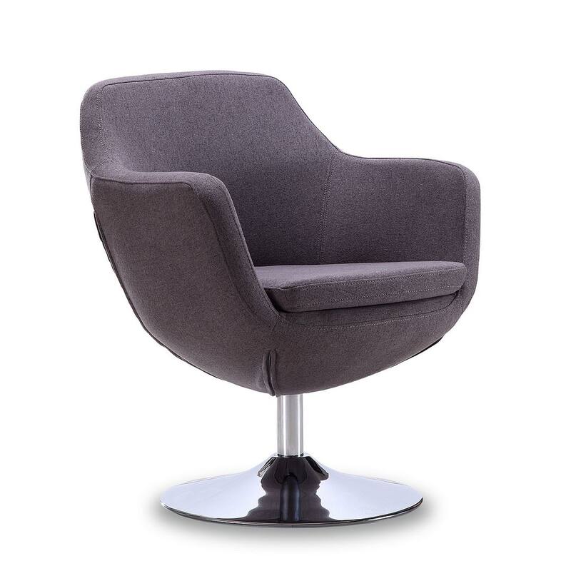 Manhattan Comfort Caisson Polished Chrome Faux Leather Swivel Accent Chair (Set of 2)