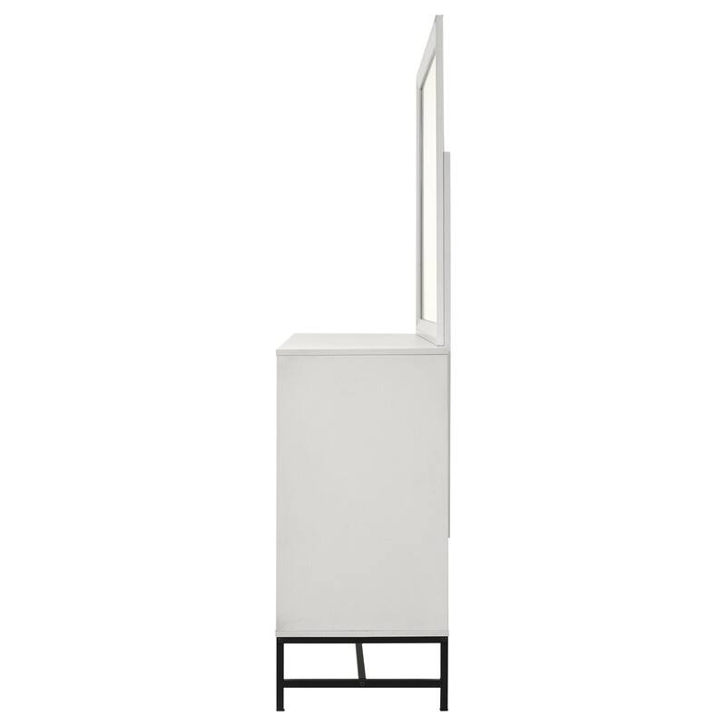 6-Drawer White Dresser and Mirror Set with Sleek Contemporary Design, Smooth Glide Drawers, and Spacious Storage