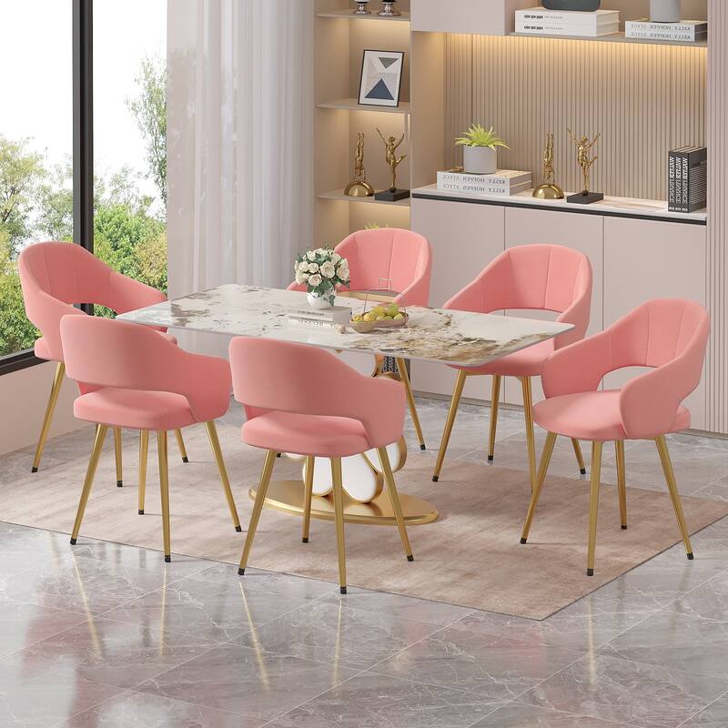 Javlergo Modern Dining Chairs, Comfy Dining Room Chairs with Thick Cushions, Upholstered Kitchen Side Chairs with Metal Legs