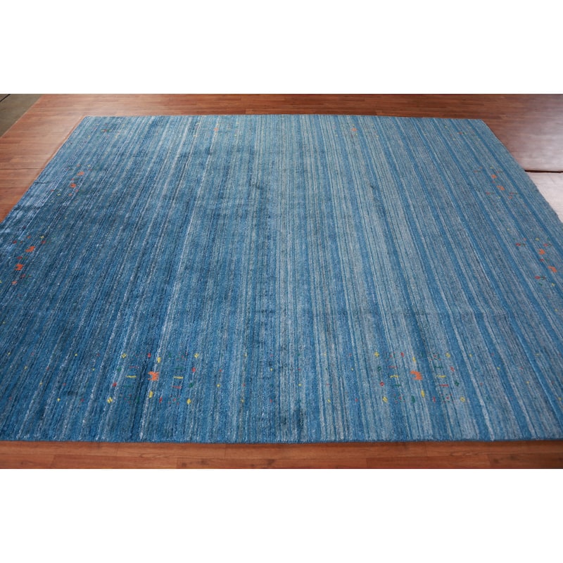 Hand Knotted Oriental 100% Wool Carpet Tribal Tribal Navy Blue & Blues Gabbeh Area Rug - 9' 10'' X 7' 10''