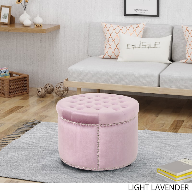 Zahra Velvet Tufted Ottoman by Christopher Knight Home