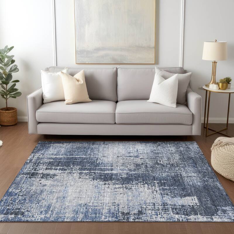 Machine Washable Indoor/ Outdoor Chantille Abstract Ombre Rug
