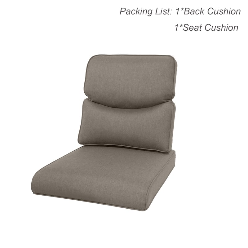 Outdoor Deep Seat Cushion Set For Garden Chair 25 x 22 Inch Cushions - Grey-1 Pair