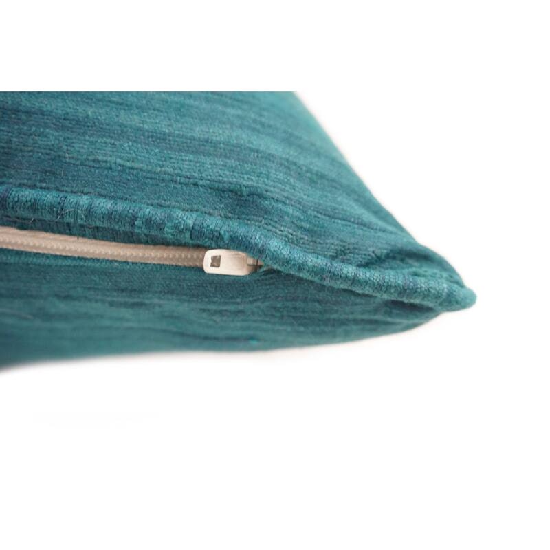 Home&Manor Raw Silk Throw Pillow 18" Teal