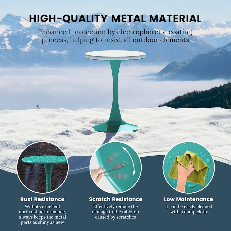 Frond and Form 23.5 Inch Outdoor Steel Dining Table