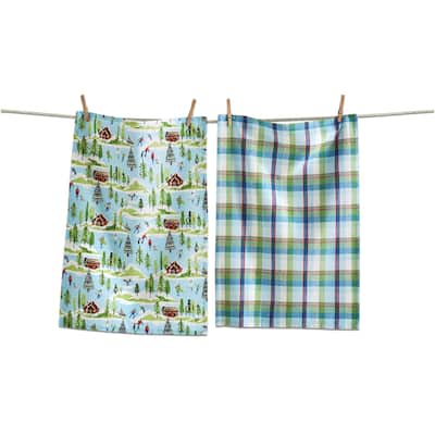 Winterfest Dishtowel Set of 2 - Multicolor Cotton Kitchen Towels for Christmas - Machine Washable Kitchen Textiles