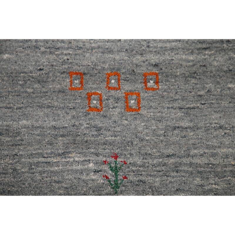 Silver Gray Gabbeh Living Room Area Rug Hand-Knotted Wool Carpet - 8'0"x 9'11"