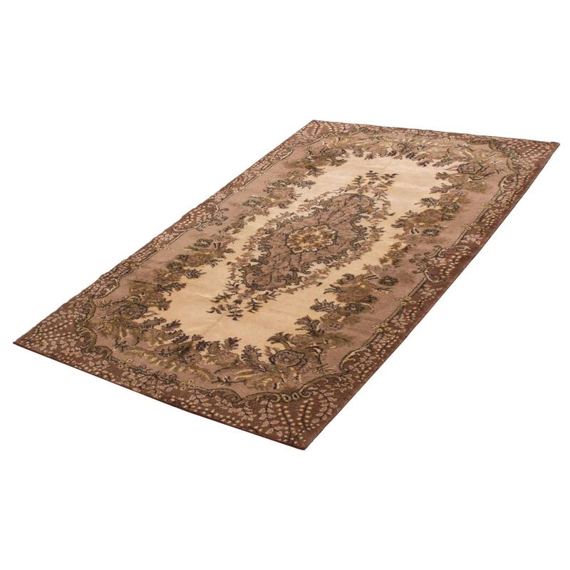 ECARPETGALLERY Hand-knotted Melis Vintage Cream Wool Rug - 5'3 x 8'8