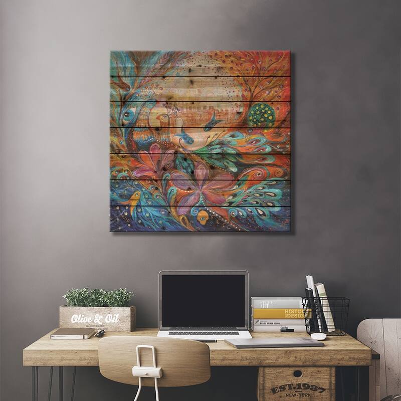The Walls Of Safed Print On Wood by Elena Kotliarker - Multi-Color
