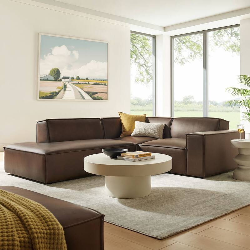 Restore 3-Piece Vegan Leather Modular L-Shaped Sectional Sofa - Espresso
