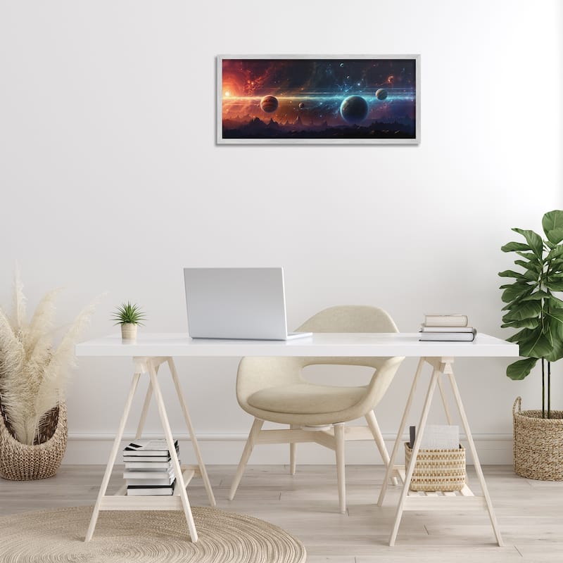 Stupell Surreal Planets over Crags Framed Giclee Art Design By Wumples