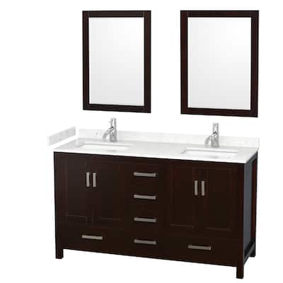 Sheffield Double Bathroom Vanity Set, Cultured Top, 24-Inch Mirrors