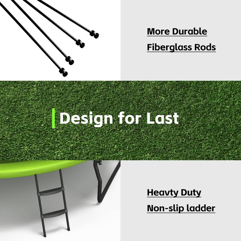 Trampoline for Kids Safety Enclosure Net, Ladder and Wind Stakes, Round