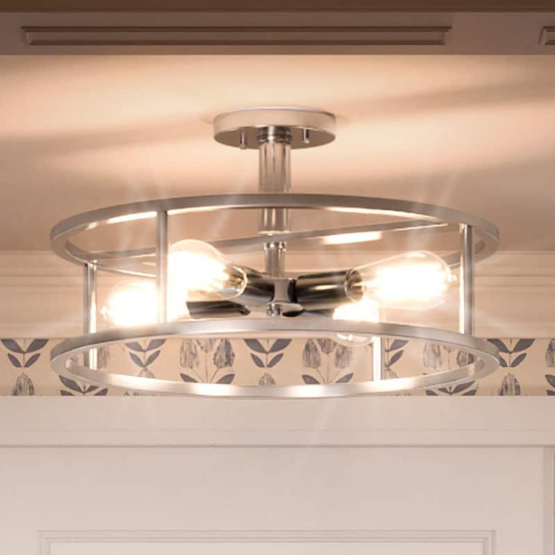 Luxury Scandinavian Ceiling Light, 10.5"H x 18"W, with Modern Style, Brushed Nickel, by Urban Ambiance
