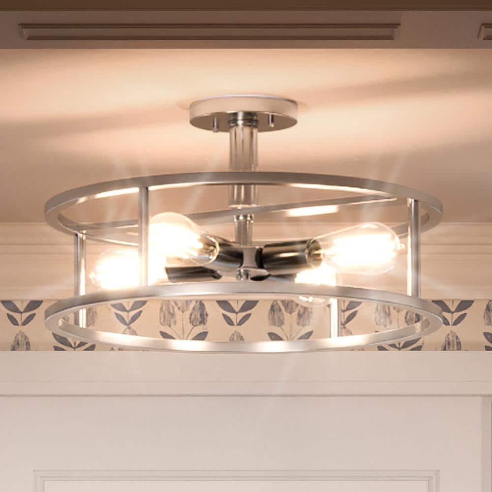 Luxury Scandinavian Ceiling Light, 10.5"H x 18"W, with Modern Style, Brushed Nickel, by Urban Ambiance