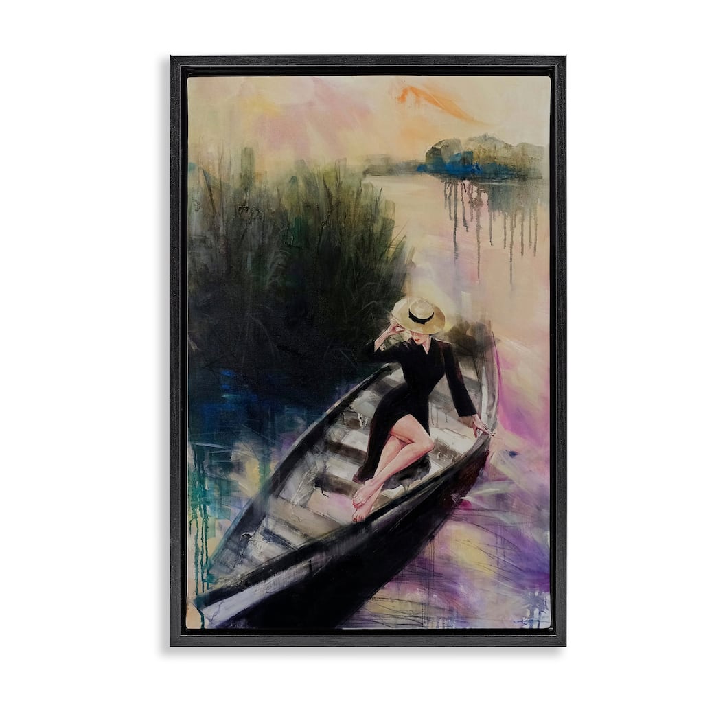 Stupell Fashion Diva on River Boat Framed Floater Canvas Wall Art Design By Lucille Lee