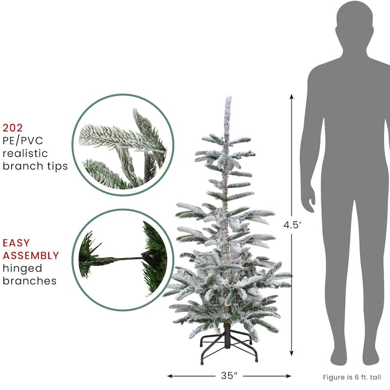 Real Touch™ Slim Flocked Nordmann Fir Artificial Christmas Tree- 4.5' - Unlit - 4.5 Foot