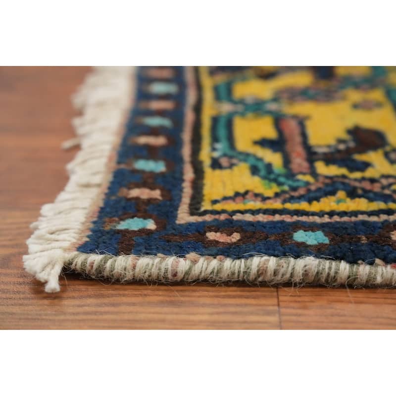 Hand Knotted Oriental 100% Wool Carpet Traditional Floral Oranges & Rust Hamedan Runner Rug - 9' 9'' X 3' 5''