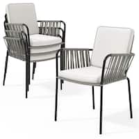 Moasis Outdoor Dining Chairs (Set of 4) All-Weather Rope & Rattan Woven