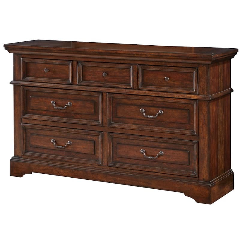 Lakewood Distressed Wood Dresser with Optional Mirror - Distressed Brown Dresser Only - 7-drawer