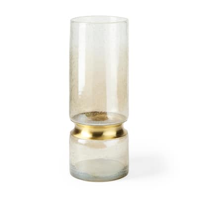 Adriatic Brushed Gold Metal & Glass Vase (Large) - Large