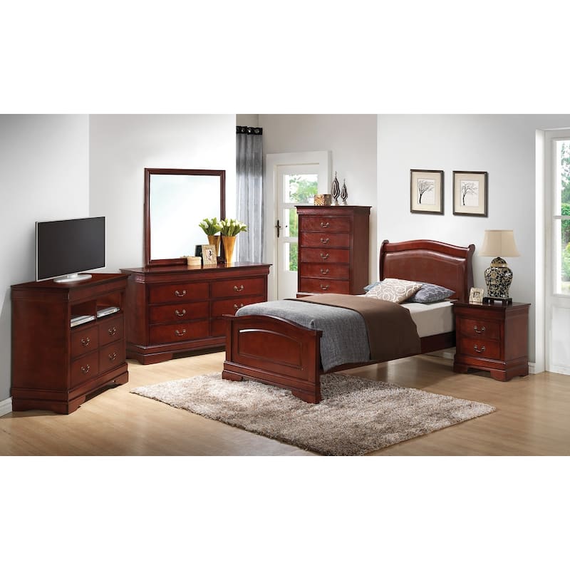 Curved Faux Leather Upholstered Twin Panel Bed - 84" - Brown