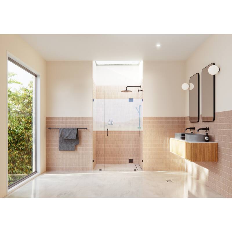 Glass Warehouse 47.5 in. W x 78 in. H Glass Hinged Pivot Frameless 3 Panel Inline Shower Door in