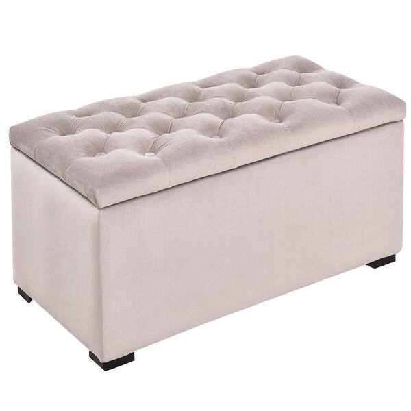 Shop Costway 3 Piece Tufted Microfiber Storage Bench With 2 Cube