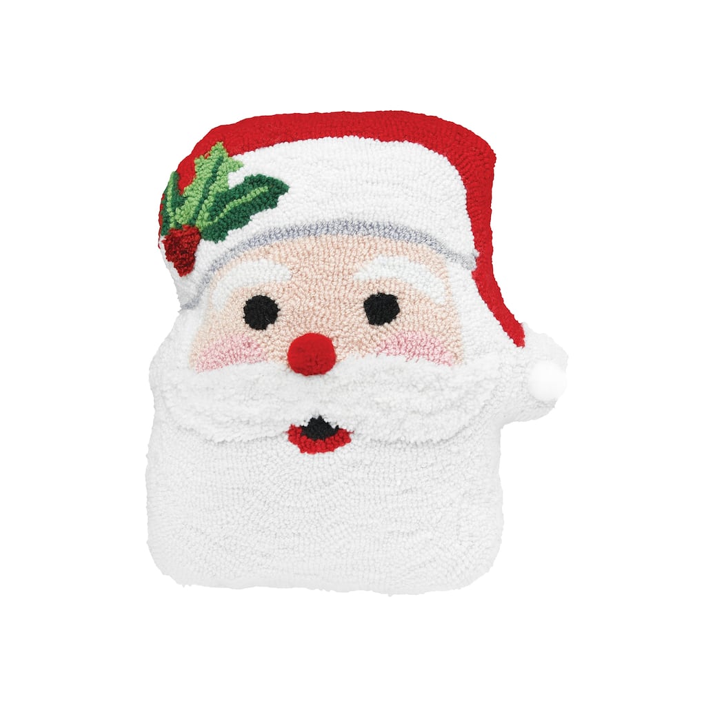 St. Nick Shaped Hooked Throw Pillow