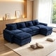 preview thumbnail 2 of 109, Modular Cloud Chenille Sectional Sofa with Ottomans, Deep Seat Convertible L-Shaped or U-Shaped Couch Navy/4 Seats with 2 Ottomans - Symmetrical