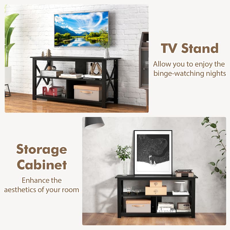 Gymax Modern Entertainment Center Farmhouse TV Stand for TV's up to