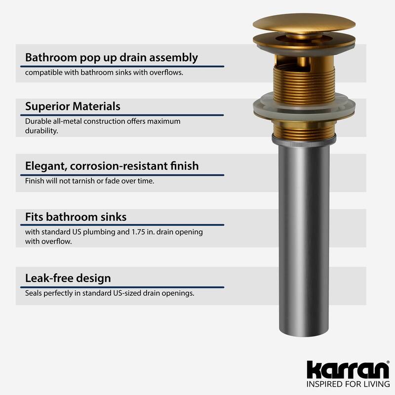 Karran Pop-Up Vanity Bowl Drain with Overflow