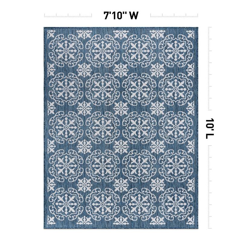 World Rug Gallery Transitional Geometric Textured Flat Weave Indoor/Outdoor Area Rug