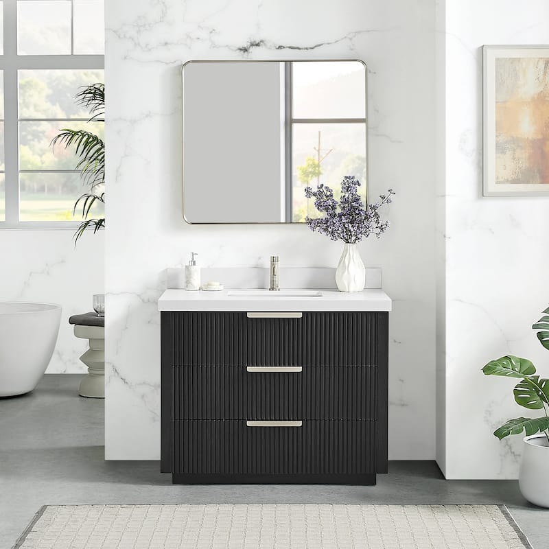Santarem Single Vanity with Pure White Quartz Stone Top without Mirror