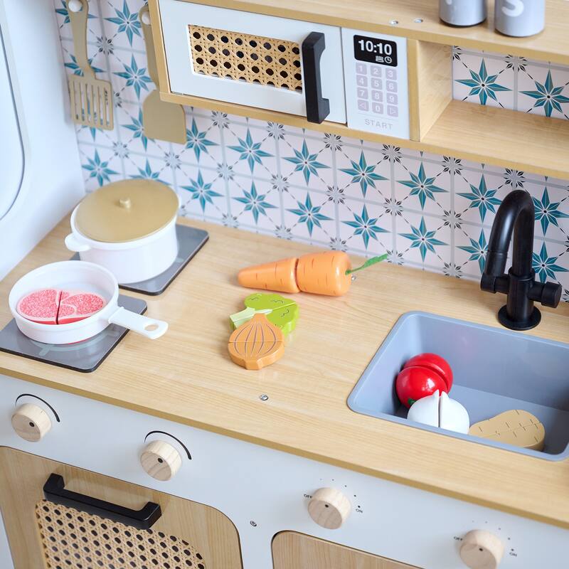 Teamson Kids Little Chef Morocco Play Kitchen & Accessories, White/Natural