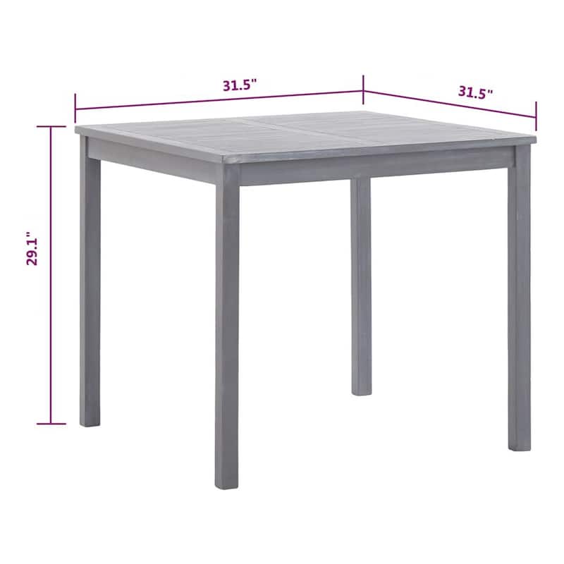 Outdoor Side End Table, 32 Inch Square Slatted Top, Sanded Gray Finish