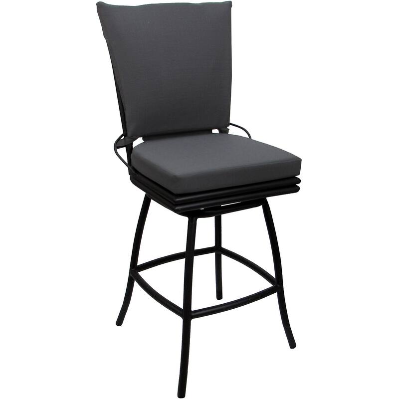 Outdoor Patio Counter 26" 30" Extra Tall 34" Bar Stool - Ofir Armless - Dark Gray Linen - Black - Counter Height