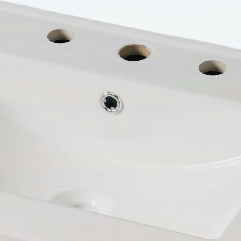 36 Inch Bathroom Vanity with Ceramic Sink,Adjustable and Open Shelves,Wood Legs