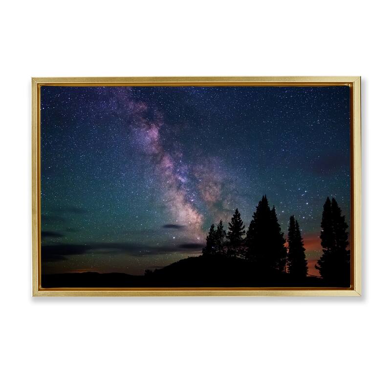 Stupell Silhouetted Forest & Night Sky Framed Floater Canvas Wall Art Design By Royce Bair - 25 x 17 - Gold