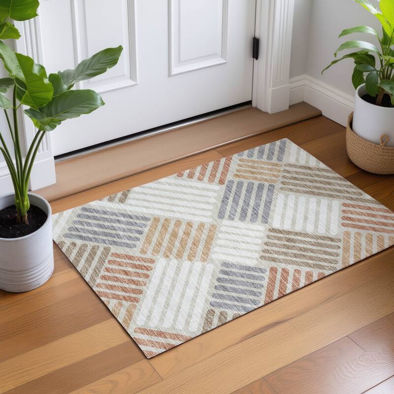 Machine Washable Indoor/ Outdoor Modern Weave Chantille Rug