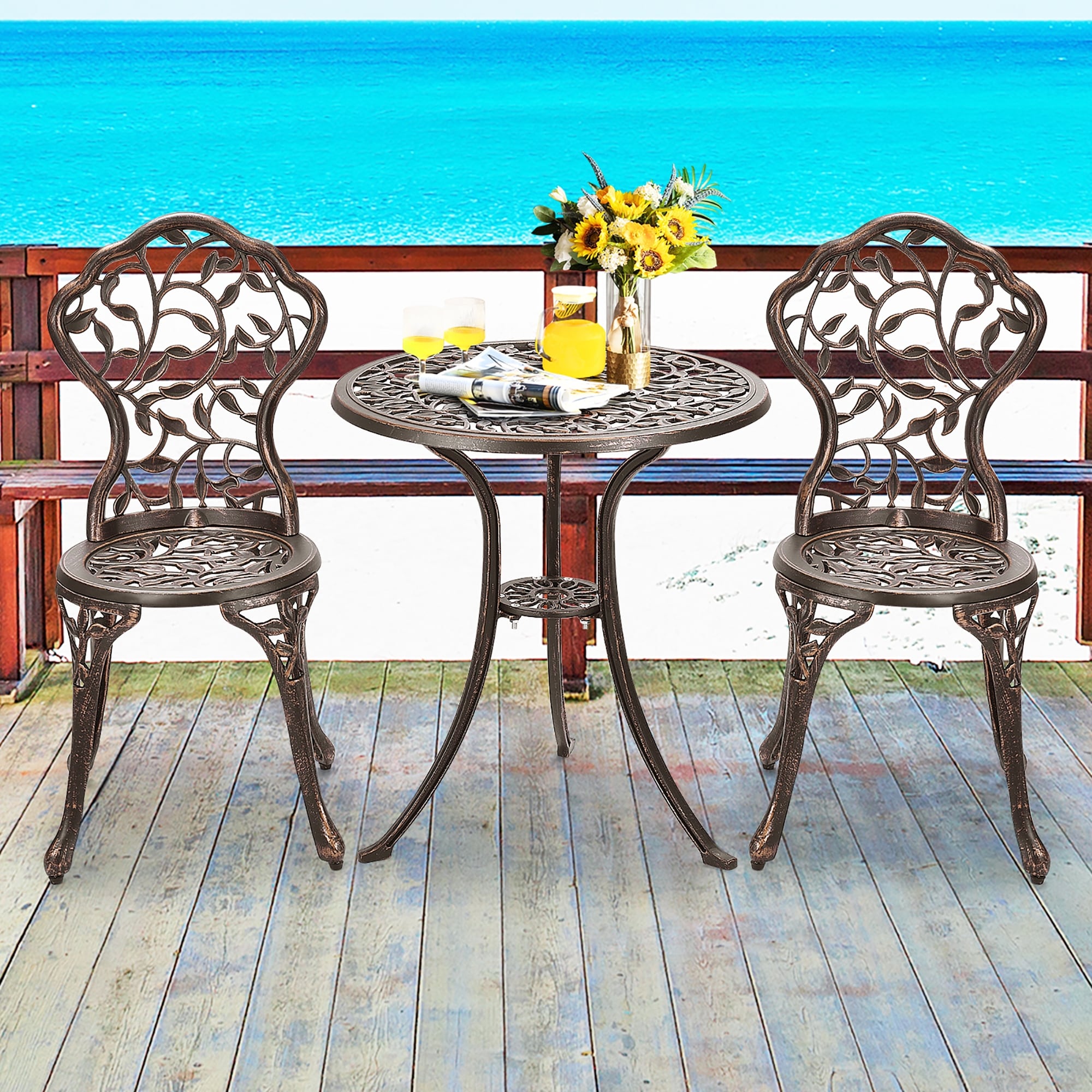 Alpine Corporation Indoor Outdoor Mediterranean Tile Design Set Table and Chairs Patio Seating Bed Bath Beyond 32433790