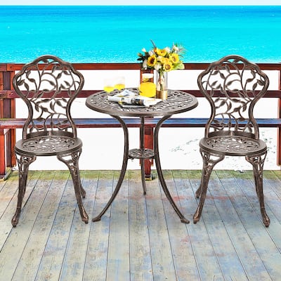 3 Pieces Outdoor Bistro Set Patio Furniture Set Table and Chairs Set